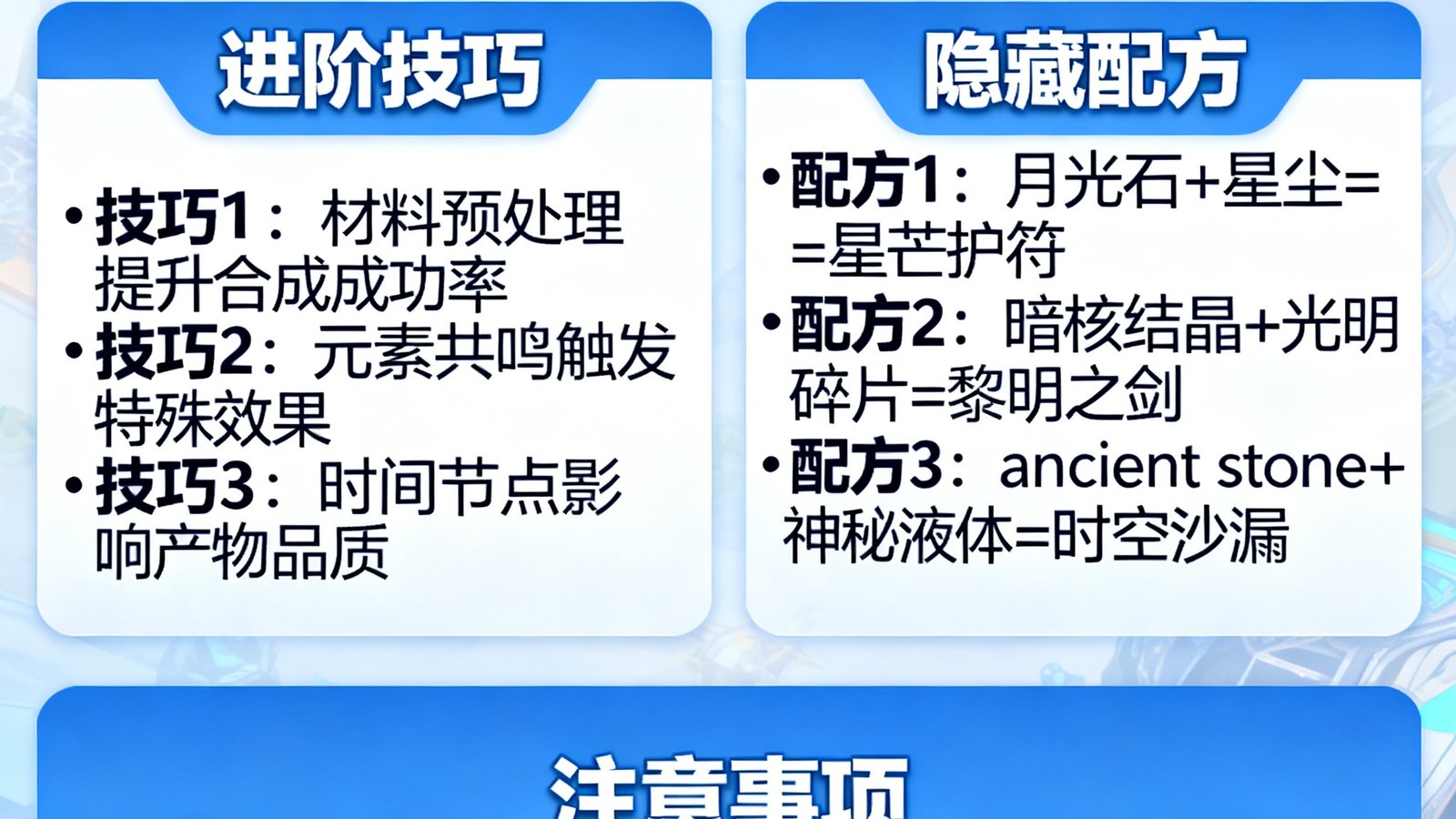 道具合成系统详解，进阶技巧与隐藏配方